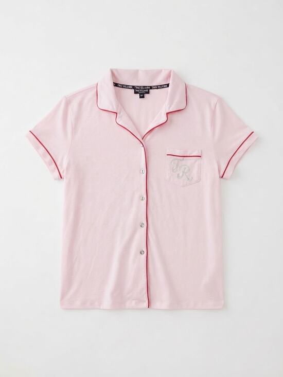 True Religion Other - True Religion Women Pajama Top Size L Pink Short Sleeve Button Down Sleepwear
